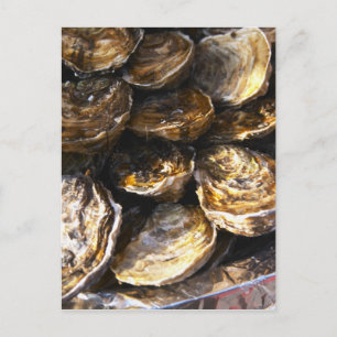 Postal Un plato de ostras.