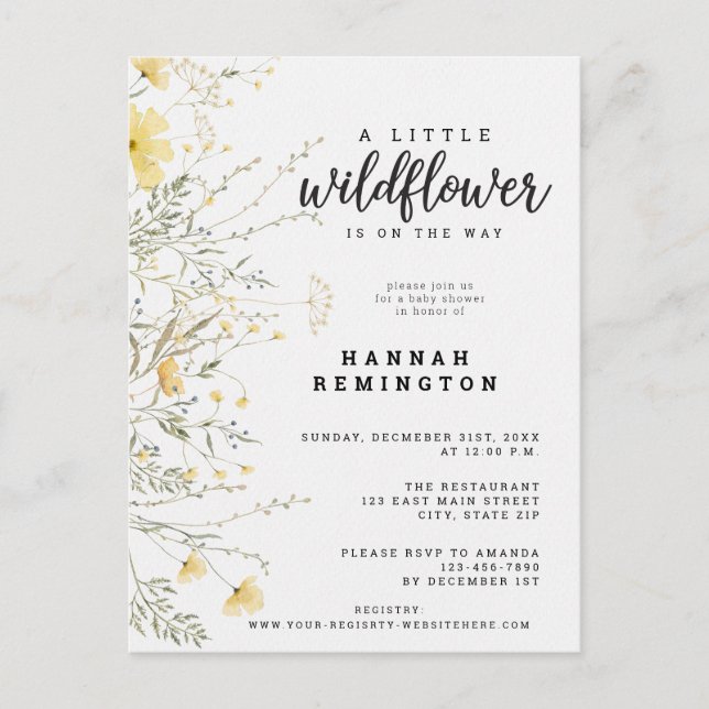 Postal Un poco de color amarillo anaranjado Baby Shower (Anverso)