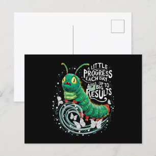 Postal Un Poco de Progreso Cada Día Oruga Hambrienta 