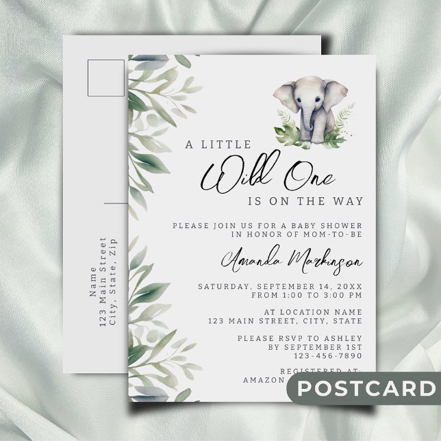 Postal Un poco salvaje un Elefante Safari Baby Shower (Subido por el creador)
