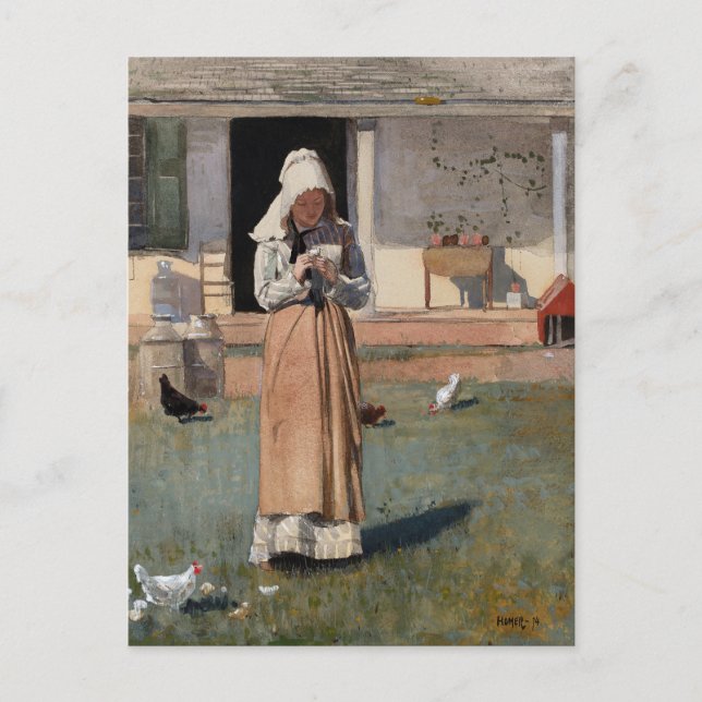 Postal Un pollo enfermo | Winslow Homer (Anverso)