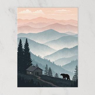 Postal un poster niebla de la gran montaña humeante