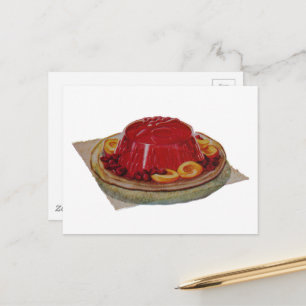 Postal Un postre de gelatina y frutas de 1930