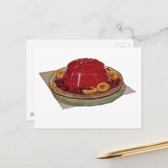Postal Un postre de gelatina y frutas de 1930 (Anverso/Reverso In Situ)