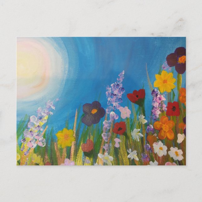Postal Un prado de flores silvestres (Anverso)