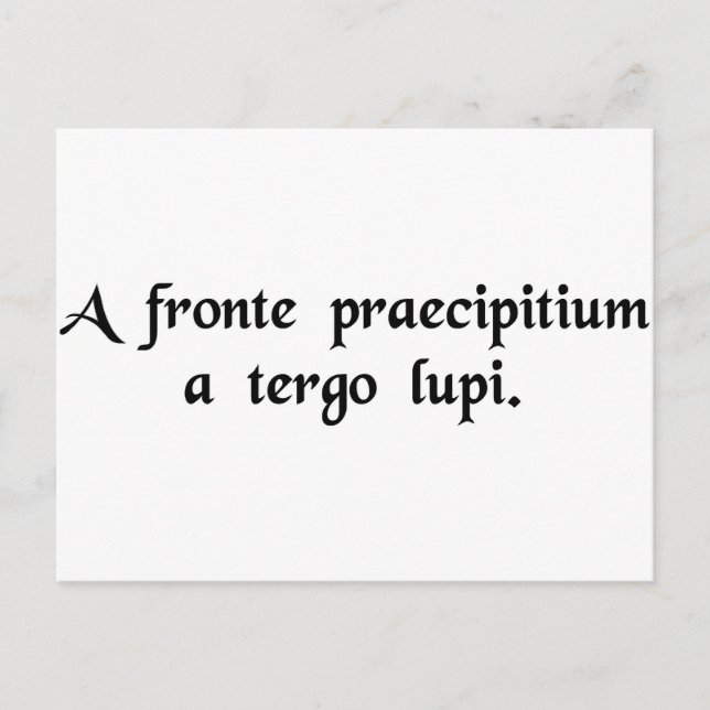 Postal Un precipicio delante, lobos detrás (Anverso)