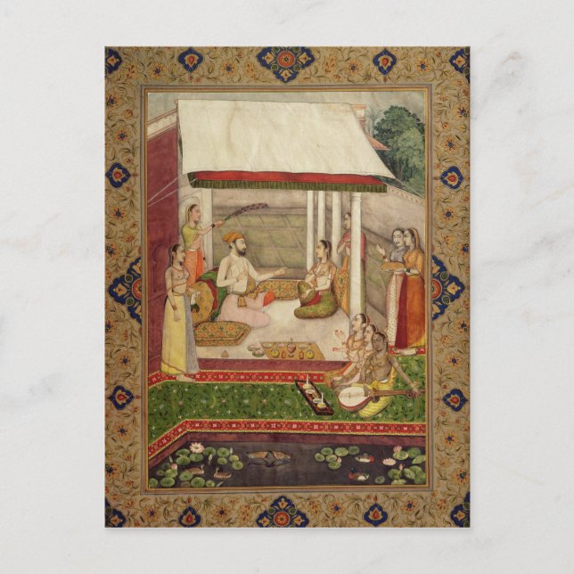 Postal Un príncipe y una princesa escuchando música (Anverso)