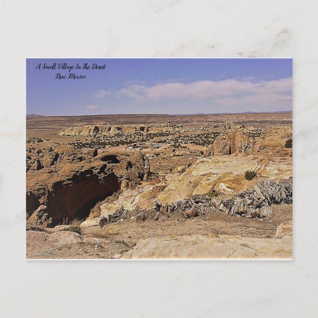 Postal Un pueblito en el desierto de Nuevo México (Anverso)