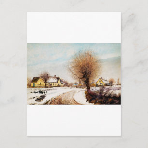 Postal Un pueblo de Sealand. Invierno por Laurits Ring