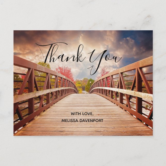 Postal Un puente rústico de madera en el país gracias (Anverso)