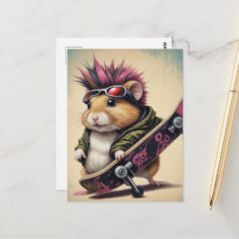 Postal Un Punk de Skateboarding Hamster Retro