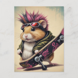 Postal Un Punk de Skateboarding Hamster Retro
