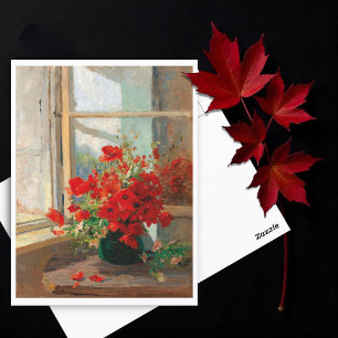 Postal Un ramo de amapolas en la ventana