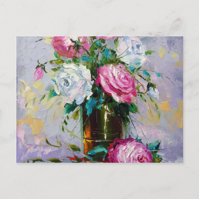 Postal Un ramo de rosas de la mañana (Anverso)