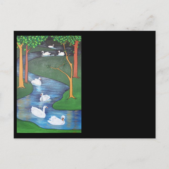 Postal Un rebaño de siete cisnes (Anverso)
