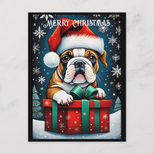 Postal Un regalo de Bulldog de Santa Navidades de Francia