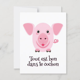 Postal Un regalo divertido de un cerdito rosa lindo para 