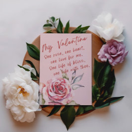 Postal Un Rosa, Un Corazón, Amor Y Bliss Valentine