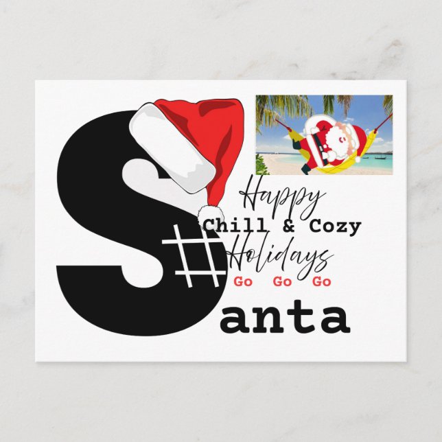Postal Un Santa Claus chill y acogedor en una carta de pl (Anverso)