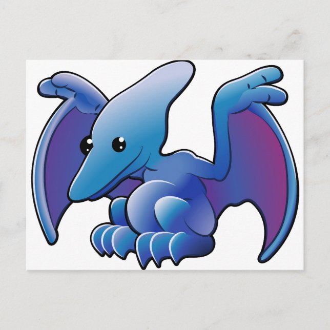 Postal Un simpático y lindo dinosaurio pterodáctilo o pte (Anverso)