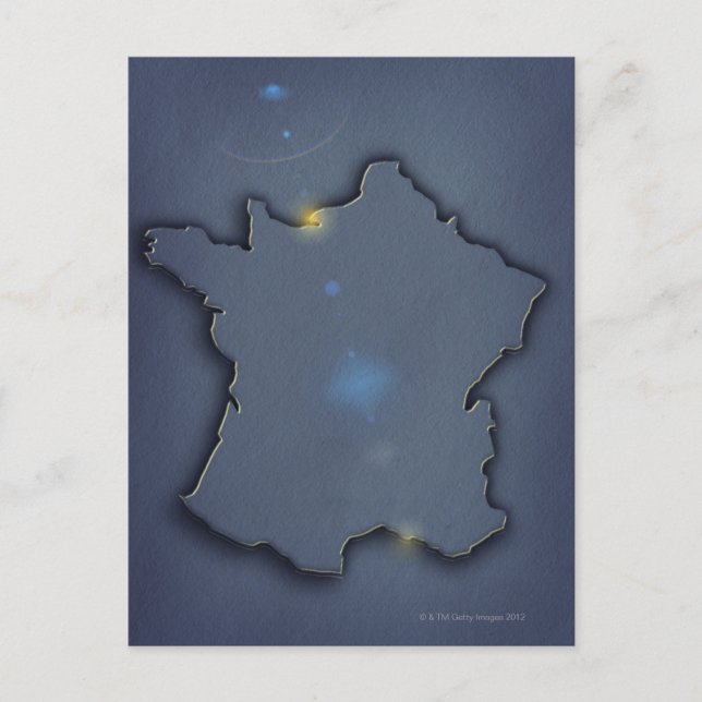 Postal Un simple mapa azul que muestra el significado del (Anverso)