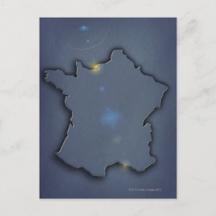 Postal Un simple mapa azul que muestra el significado del