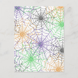 Postal Un simple patrón web de araña de Halloween