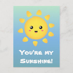 Postal Un sol lindo y feliz que brilla intensamente alred