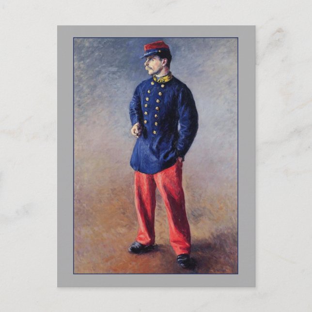 Postal Un soldado de Gustave Caillebotte Bella Artes (Anverso)