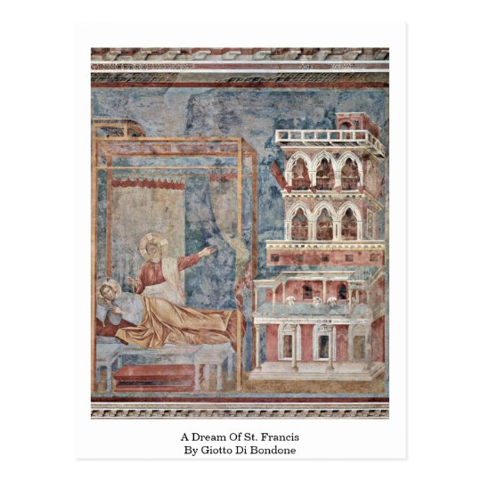 Postal Un sueño de St Francis de Giotto Di Bondone