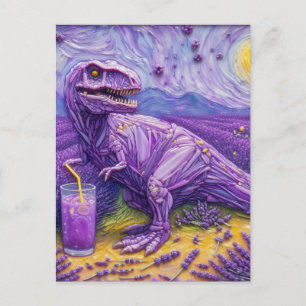 Postal Un T-Rex morado con limonada de lavanda 