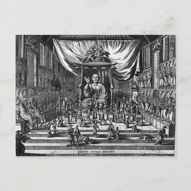 Postal Un templo budista, un ilustracion (Anverso)