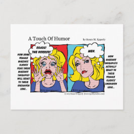 Postal "Un toque de humor": Cómic de las piernas sin afei