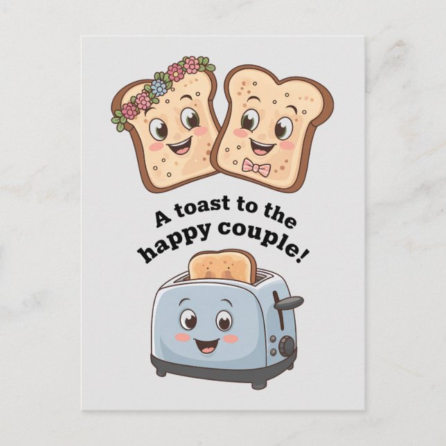 Postal Un Tostada Al Feliz Boda Gracioso De La Pareja (Anverso)