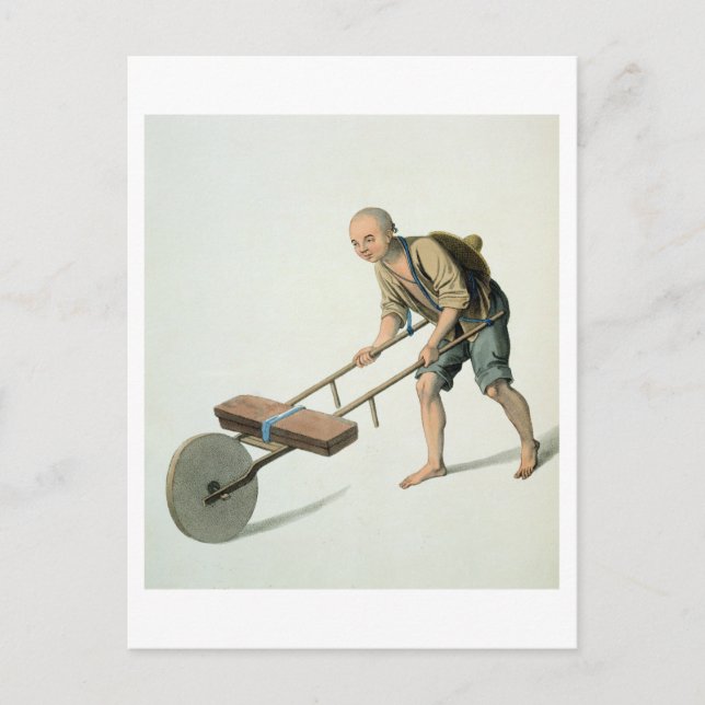 Postal Un trabajador, placa 27 de "El disfraz de China", (Anverso)