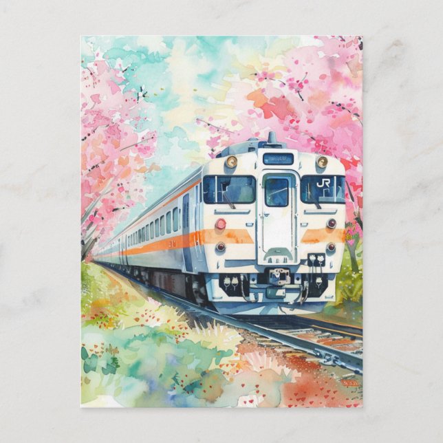 Postal Un tren en primavera (Anverso)
