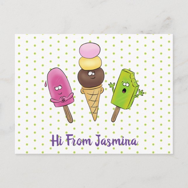 Postal Un trío de personalizado de helados de helado de s (Anverso)