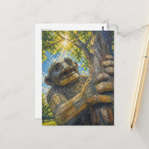 Postal Un troll gigante sostiene un árbol