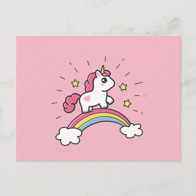 Postal Un Unicornio Cuerdo En Un Diseño Arcoiris (Anverso)