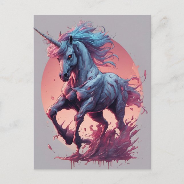 Postal Un unicornio zombi (Anverso)