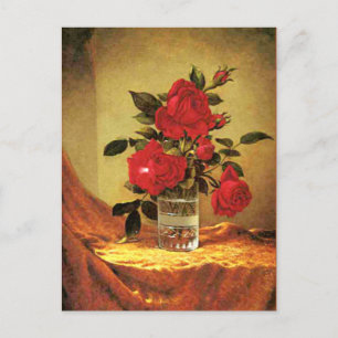 Postal Un vaso de Rosas, arte fino,