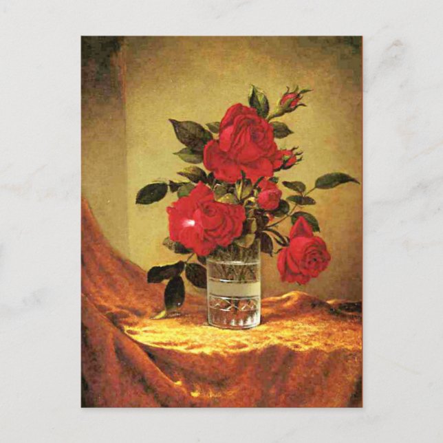 Postal Un vaso de Rosas, arte fino, (Anverso)