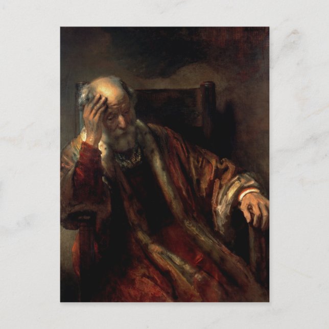 Postal Un viejo hombre en una butaca (Anverso)