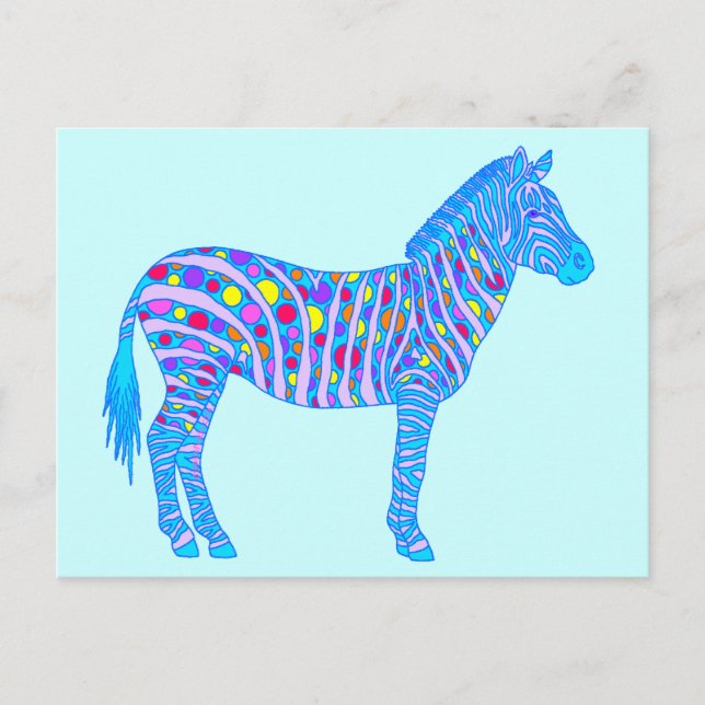 Postal Un Zebra Azul puntos Stripes Original Estilo Pop A (Anverso)