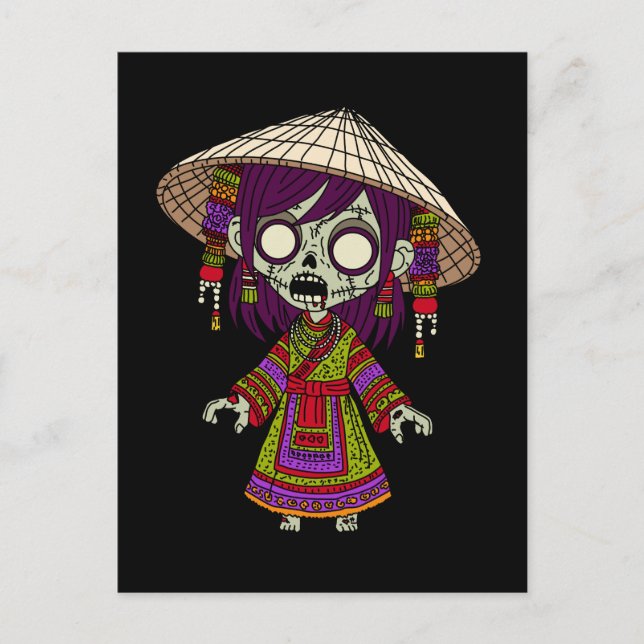 Postal Un Zombie Vietnamita lindo (Anverso)