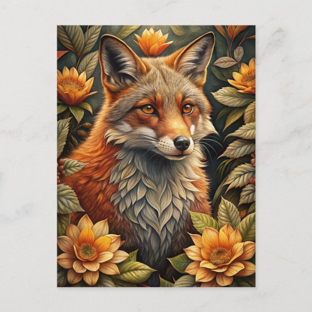 Postal Un zorro rojo del bosque curado (Anverso)