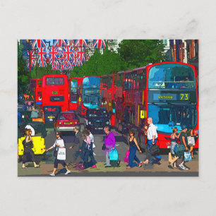 Postal Una ajetreada calle Oxford con compradores y autob