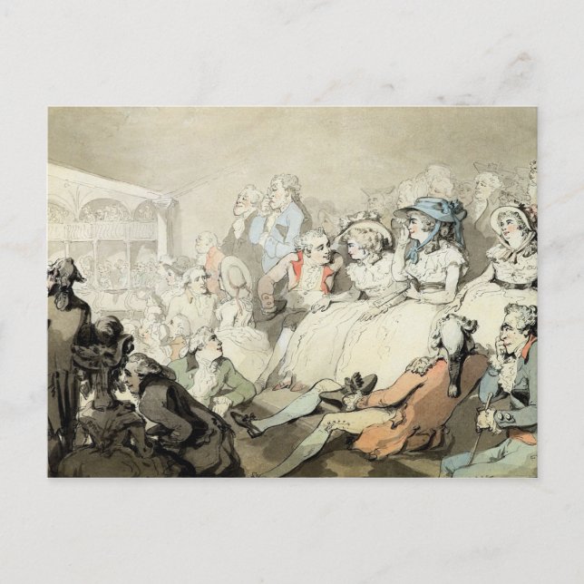 Postal Una audiencia que mira un juego, c.1785 (la pluma (Anverso)