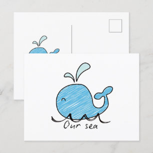 POSTAL UNA BALLENA AMABLE EN SU MAR