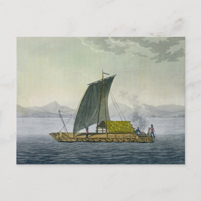 Postal Una balsa que sale del puerto de Guayaquil, Ecuado (Anverso)